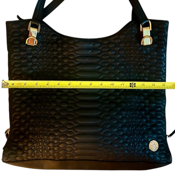 Vince Camuto | Riley Black Bubble Leather Shoulder Crossbody Bag Purse - Picture 6 of 16